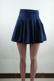 Pink Casual Solid Fold Regular High Waist Type A Solid Color Bottoms