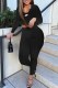 Black Casual Print Letter U Neck Long Sleeve Two Pieces