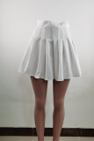 Pink Casual Solid Fold Regular High Waist Type A Solid Color Bottoms