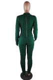 Coffee Street Solid Patchwork Zipper Half A Turtleneck Skinny Jumpsuits