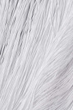 White Fashion Formal Solid Tassel Patchwork V Neck Evening Dress