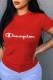 Red Street Print Letter O Neck T-Shirts