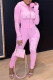 Pink Casual Letter Print Patchwork Hooded Collar Long Sleeve Two Pieces