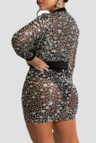 Peacock Blue Sexy Solid Sequins Patchwork Long Sleeve Two Pieces