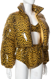 Leopard Print Street Leopard Patchwork Turndown Collar Outerwear