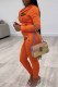 Orange Street Print Letter Hooded Collar Long Sleeve Two Pieces