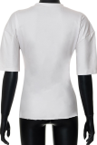 Apricot Casual Print Patchwork O Neck T-Shirts