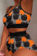 Orange Gray Sexy Casual Print Patchwork U Neck Sleeveless Two Pieces