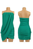 Yellow Sexy Solid Patchwork Asymmetrical Strapless One Step Skirt Dresses