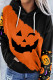 Black Orange Casual Print Patchwork Hooded Collar Tops