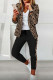 Khaki Casual Print Patchwork Turn-back Collar Long Sleeve Two Pieces