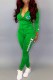 Green Casual Print Letter Hooded Collar Long Sleeve Two Pieces