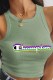Light Green Street Print Letter O Neck Tops