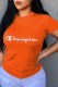 Orange Street Print Letter O Neck T-Shirts