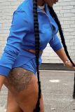 Pink Sexy Solid Zipper Turndown Collar Long Sleeve Two Pieces