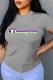 Grey Street Print Letter O Neck T-Shirts