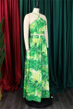Red Sexy Print Backless Spaghetti Strap Sleeveless Two Pieces