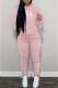 Pink Casual Print Letter Hooded Collar Long Sleeve Two Pieces