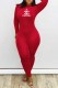 Red Sexy Print Letter O Neck Jumpsuits