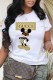 White Casual Character Print Letter O Neck T-Shirts