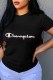 Black Street Print Letter O Neck T-Shirts