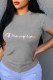 Grey Street Print Letter O Neck T-Shirts