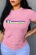 Pink Street Print Letter O Neck T-Shirts