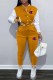 Orange Casual Print Patchwork Mandarin Collar Long Sleeve Two Pieces
