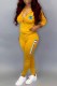 Yellow Casual Print Letter Hooded Collar Long Sleeve Two Pieces