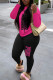 Rose Red Black Casual Print Patchwork O Neck Long Sleeve Two Pieces