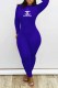 Blue Sexy Print Letter O Neck Jumpsuits