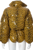 Leopard Print Street Leopard Patchwork Turndown Collar Outerwear