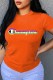 Orange Street Print Letter O Neck T-Shirts