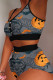 Dark Gray Sexy Casual Print Patchwork U Neck Sleeveless Two Pieces