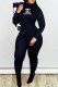 Black Sexy Print Letter O Neck Jumpsuits