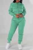 Orange Red Casual Solid Patchwork Zipper Long Sleeve Two Pieces