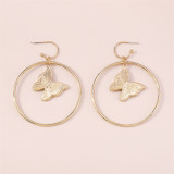 Silver Daily Party Patchwork Rhinestone Butterfly Earrings