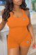 Orange Sexy Print Bandage U Neck Rompers