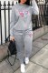 Grey Casual Print Patchwork O Neck Long Sleeve Two Pieces