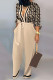 Khaki Casual Print Patchwork Turndown Collar Regular Jumpsuits