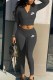 Black Casual Print Letter Hooded Collar Long Sleeve Two Pieces