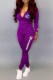 Purple Casual Print Letter Hooded Collar Long Sleeve Two Pieces