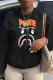 Black Casual Print Patchwork Basic Hooded Collar Tops