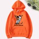 Orange Casual Character Print Letter Hooded Collar Tops