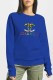 Blue Street Print Letter O Neck Tops