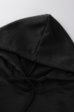 Red Fashion Casual Solid Patchwork Hooded Collar Long Sleeve Dresses