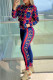 Colour Casual Print Letter Hooded Collar Long Sleeve Two Pieces