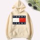 Apricot Casual Print Letter Hooded Collar Tops