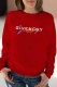 Red Street Print Letter O Neck Tops