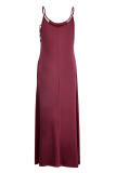 Red Sexy Casual Print Leopard Patchwork Backless Spaghetti Strap Long Dress